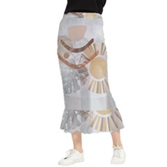 Boho Background Leaves Botanical Maxi Fishtail Chiffon Skirt