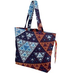 Fractal Triangle Geometric Abstract Pattern Drawstring Tote Bag by Cemarart