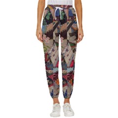 Background Embroidery Pattern Stitches Abstract Women s Cropped Drawstring Pants