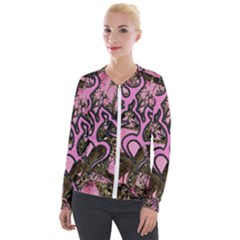 Pink Browning Deer Glitter Camo Velvet Zip Up Jacket