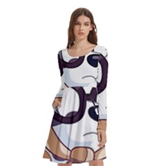 Bluey Rainbow Long Sleeve Knee Length Skater Dress With Pockets