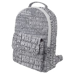 Kiss Me Before World War 3 Typographic Motif Pattern Flap Pocket Backpack (small) by dflcprintsclothing