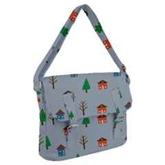 House Trees Pattern Background Buckle Messenger Bag by Maspions