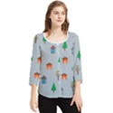 House Trees Pattern Background Chiffon Quarter Sleeve Blouse View1