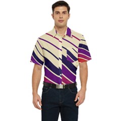 Angles Design Pattern Retro Men s Short Sleeve Pocket Shirt 