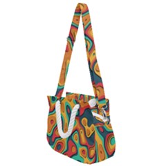 Paper Cut Abstract Pattern Rope Handles Shoulder Strap Bag by Maspions
