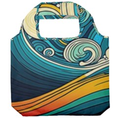 Waves Ocean Sea Abstract Whimsical Art Foldable Grocery Recycle Bag