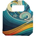 Waves Ocean Sea Abstract Whimsical Art Foldable Grocery Recycle Bag View2