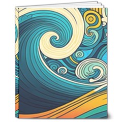 Waves Ocean Sea Abstract Whimsical Art 8  X 10  Hardcover Notebook