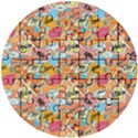 Pop Culture Abstract Pattern Wooden Puzzle Round View1