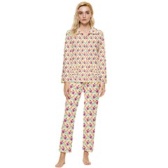 Summer Watermelon Pattern Womens  Long Sleeve Velvet Pocket Pajamas Set