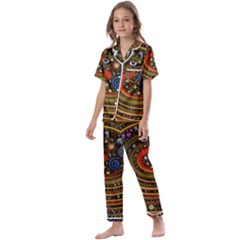 Swirl Vortex Emoji Cyclone Motion Art Kids  Satin Short Sleeve Pajamas Set
