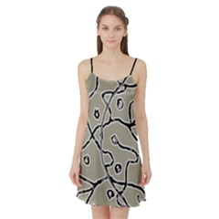 Sketchy Abstract Artistic Print Design Satin Night Slip by dflcprintsclothing