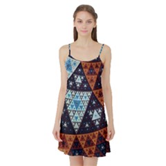 Fractal Triangle Geometric Abstract Pattern Satin Night Slip by Cemarart
