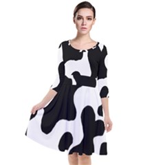 Cow Pattern Quarter Sleeve Waist Band Dress by Ket1n9