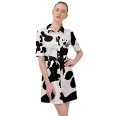Cow Pattern Belted Shirt Dress by Ket1n9