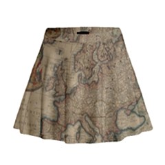 Old Vintage Classic Map Of Europe Mini Flare Skirt