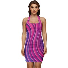 Spiral Swirl Pattern Light Circle Sleeveless Wide Square Neckline Ruched Bodycon Dress by Ndabl3x