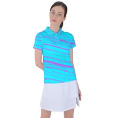 Wave Stripe Pattern Design Aqua Women s Polo T-shirt