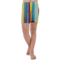 Colorful Rainbow Striped Pattern Stripes Background Kids  Lightweight Velour Capri Yoga Leggings by Ket1n9