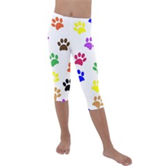 Pawprints Paw Prints Paw Animal Kids  Lightweight Velour Capri Leggings 