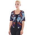 Fractal Triangle Geometric Abstract Pattern Cropped Button Cardigan View1