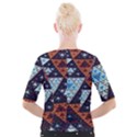 Fractal Triangle Geometric Abstract Pattern Cropped Button Cardigan View2