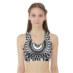 Circular Concentric Radial Symmetry Abstract Sports Bra With Border