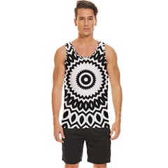 Circular Concentric Radial Symmetry Abstract Men s Wide Collar Tank Top