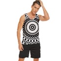 Circular Concentric Radial Symmetry Abstract Men s Wide Collar Tank Top View3