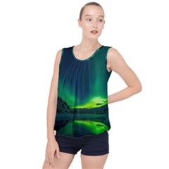 Iceland Aurora Borealis Bubble Hem Chiffon Tank Top