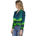 Iceland Aurora Borealis Women s Long Sleeve Revers Collar Cropped Jacket View2
