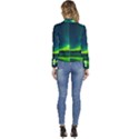 Iceland Aurora Borealis Women s Long Sleeve Revers Collar Cropped Jacket View4