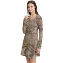 Old Vintage Classic Map Of Europe Long Sleeve Velour Skater Dress View2