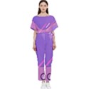 Colorful Labstract Wallpaper Theme Batwing Lightweight Chiffon Jumpsuit View1