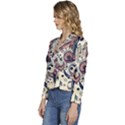 Paisley Print Musical Notes8 Women s Long Sleeve Revers Collar Cropped Jacket View2