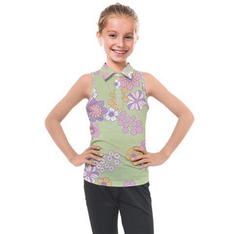 Pattern Background Vintage Floral Kids  Sleeveless Polo T-shirt by Ndabl3x