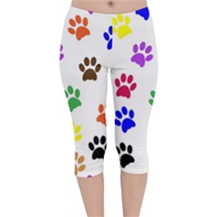 Pawprints Paw Prints Paw Animal Velvet Capri Leggings 