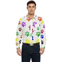 Pawprints Paw Prints Paw Animal Men s Long Sleeve Pocket Shirt 