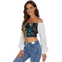 pattern 5 Long Sleeve Crinkled Weave Crop Top View2