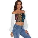 pattern 5 Long Sleeve Crinkled Weave Crop Top View3