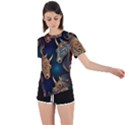 pattern with horses Asymmetrical Short Sleeve Sports T-Shirt View1