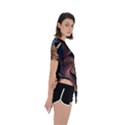 pattern with horses Asymmetrical Short Sleeve Sports T-Shirt View3