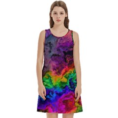 Pride Marble Round Neck Sleeve Casual Dress With Pockets