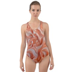 Peach Fuzz Elegant Print Abstract Design Cut-out Back One Piece Swimsuit