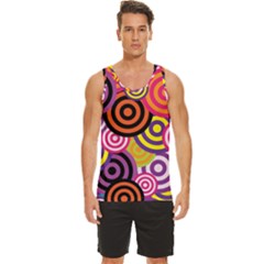 Abstract Circles Background Retro Men s Wide Collar Tank Top