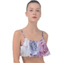 Pastel Rose  Flower Blue Pink White Frill Bikini Top View1