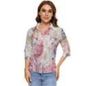 Pastel Rose  Flower Blue Pink White Women s Quarter Sleeve Pocket Shirt View1