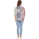 Pastel Rose  Flower Blue Pink White Women s Quarter Sleeve Pocket Shirt View4