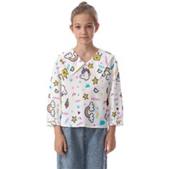 Unicorns Rainbows Seamless Pattern Kids  Sailor Shirt